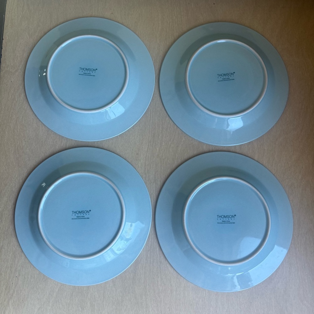 Thomson Pottery Cape Cod Plate Blue Seashells Nautical Set of 4 - Picture 7 of 11